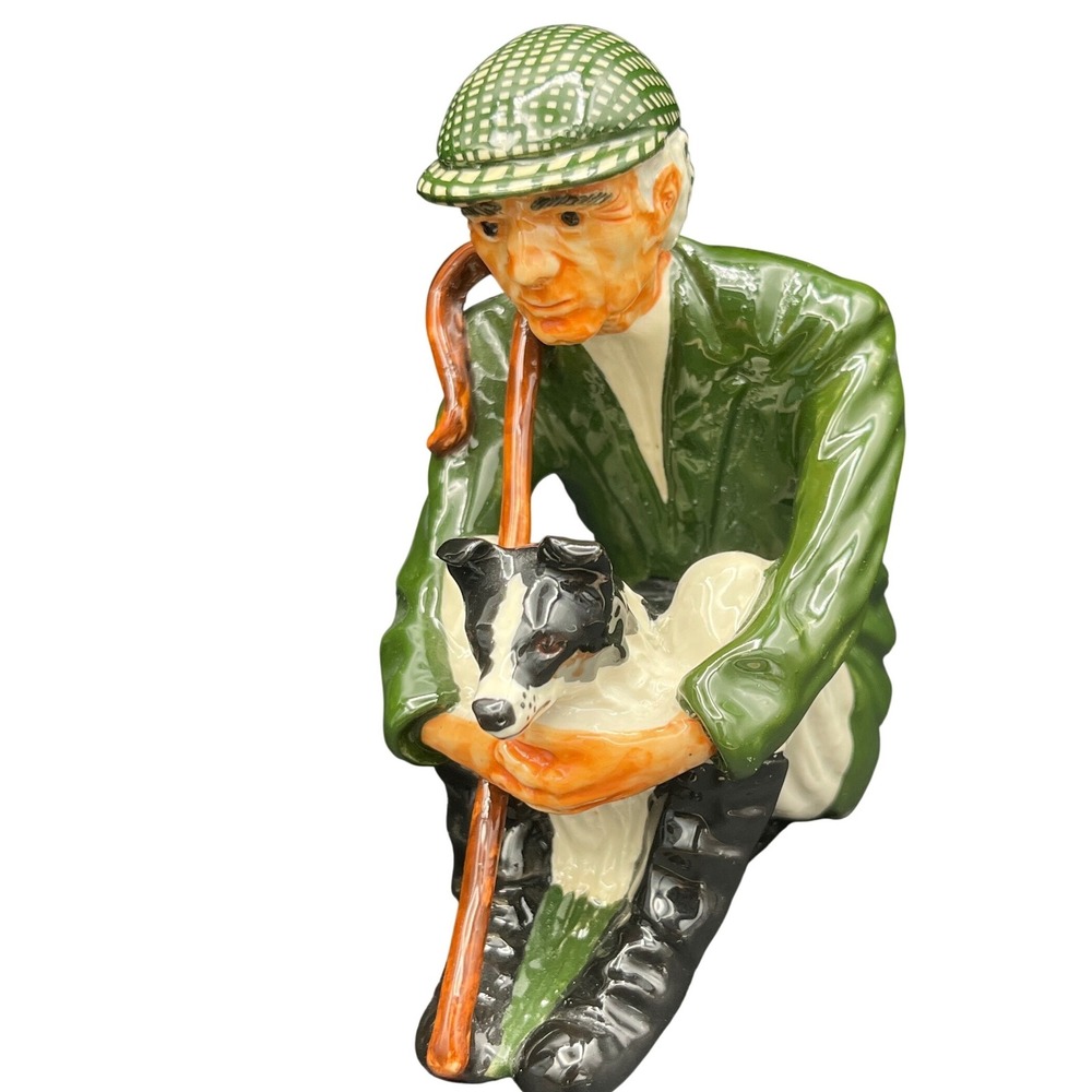 Vintage‎ Shebeg Isle of Man Pottery Sheperd and SheepDog figurine Sandra L rare